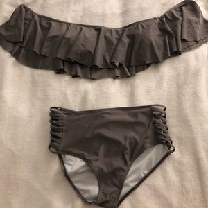 High waisted, off the shoulder Bikini set